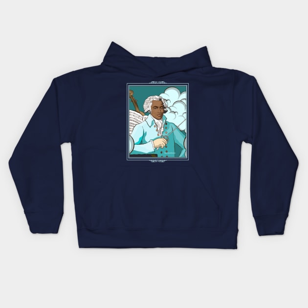 Portrait of Joseph Bologne Turquoise Kids Hoodie by VioletAndOberon